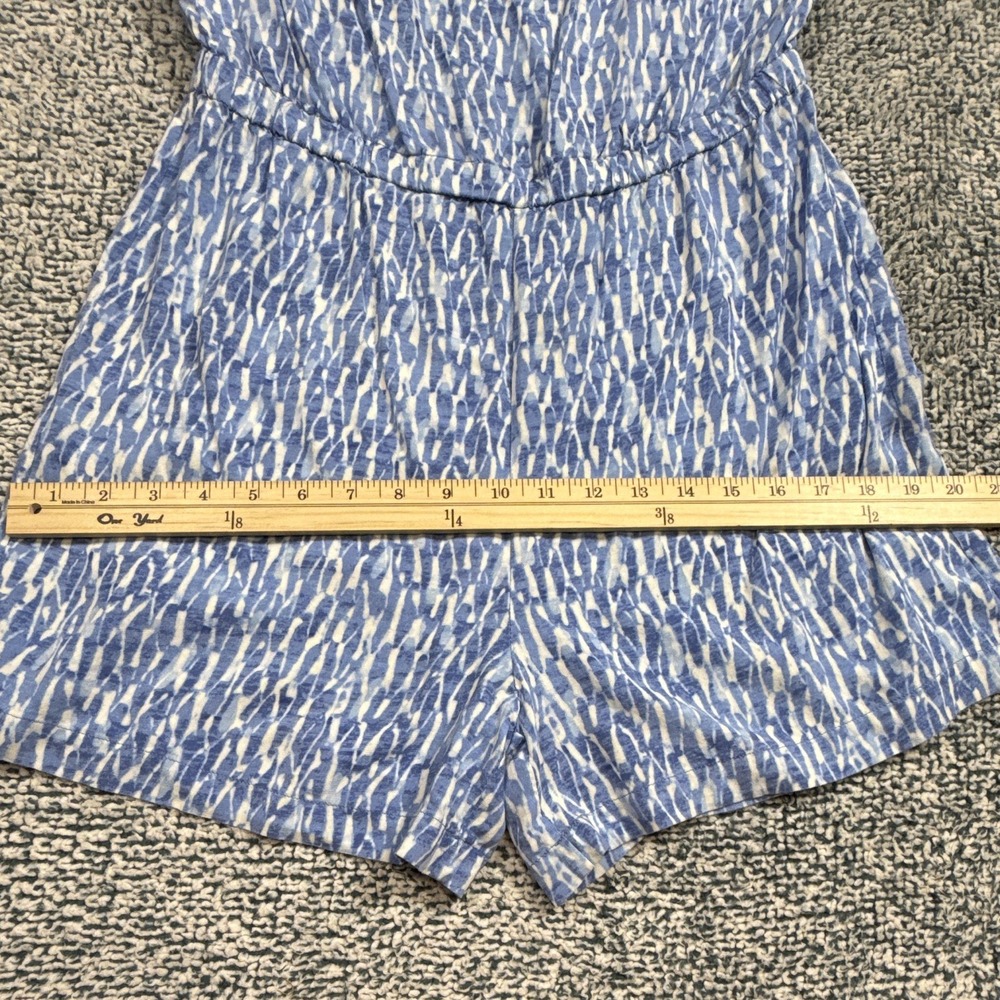 Michael Kors Womens Abstract Blue White Long Sleeve Romper One-Piece Size 10 - Picture 14 of 16